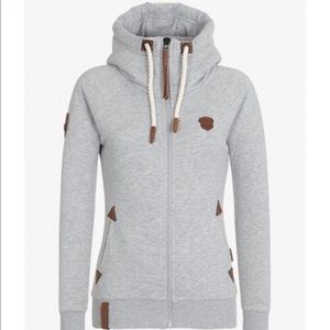 Naketano gray zip hoodie size medium